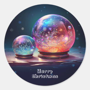 Kristallschneebälle Weihnachtsfeiertags-Aufkleber Runder Aufkleber