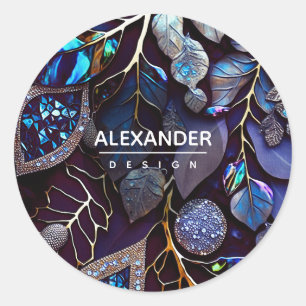 Kristallsteine, blau, Lavendel Runder Aufkleber