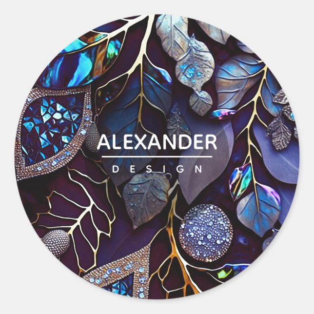 Kristallsteine, blau, Lavendel Runder Aufkleber (Vorderseite)