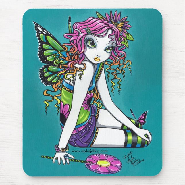 Kristallsüßigkeits-Regenbogen-Schmetterlings-Fee Mousepad (Vorne)