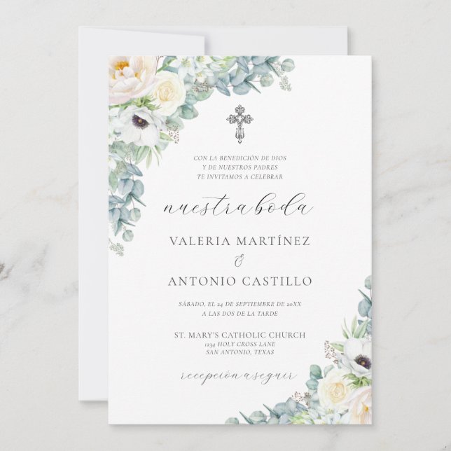Kristen Invitación de Boda Católica Wedding Einladung (Vorderseite)