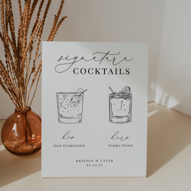 KRISTEN Minimalistische Hochzeitssignatur Cocktail Sockelschild (Von Creator hochgeladen)