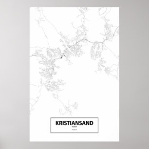 Kristiansand, Norwegen (schwarz auf weiß) Poster