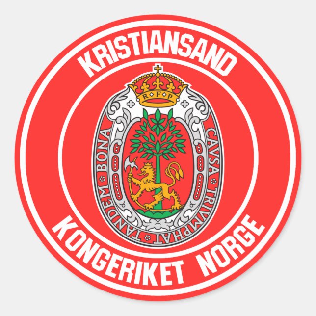 Kristiansand Round Emblem Runder Aufkleber (Vorderseite)