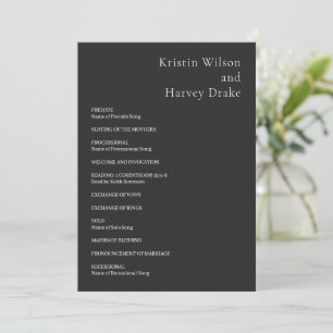 Kristin Charcoal Moderne Wedding Programm