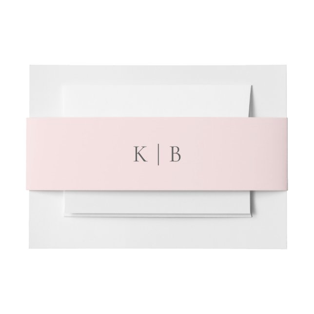 Kristina Elegant Simple Monogram Pastel Pink Einladungsbanderole (Vorderseite Beispiel)