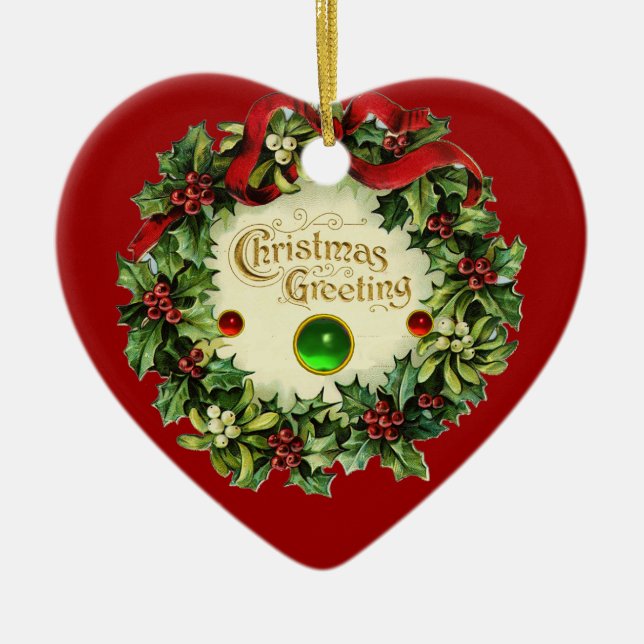 KRISTMAS MIT MISTLETOS UND HOLLY BERRIES KERAMIK ORNAMENT (Vorne)