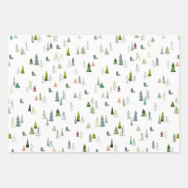 Kristmas Trees Illustration Geschenkpapier Set