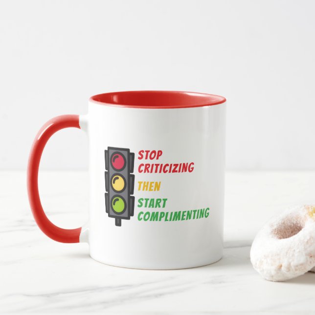 "Kritik unterlassen" Tasse (Mit Donut)