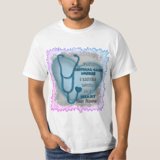 Kritische Krankenversorgung am blauen Herz T-Shirt