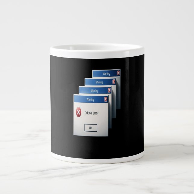 Kritischer Fehler — Retro-Windows-Warnfelder-Grafi Jumbo-Tasse (Vorderseite)
