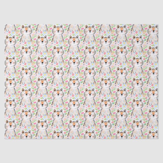 Kritzel-Katzen-Tissue-Papier Weiß Seidenpapier (Vorderseite)