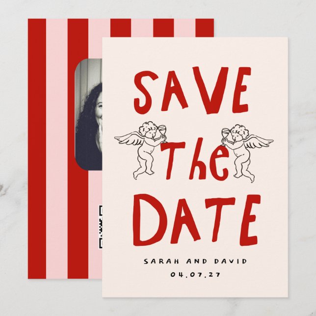 Kritzel-Romantik  Gekritzel-Speichern-des-Datums Save The Date (Vorne/Hinten)