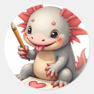 Kritzelndes Axolotl Runder Aufkleber