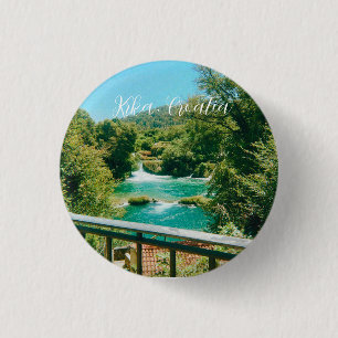 Krka, Kroatien Wasserfall Reise-Souvenir Button