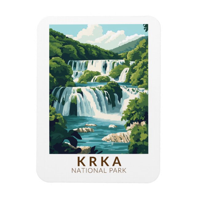 Krka Nationalpark Kroatien Illustration Reisen Kun Magnet (Vertikal)