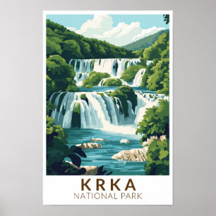 Krka Nationalpark Kroatien Illustration Reisen Kun Poster