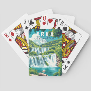 Krka Nationalpark Kroatien Reise Kunst Vintage Spielkarten
