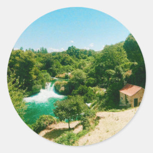 Krka-Wasserfall, Krka-Nationalpark, Kroatien Runder Aufkleber