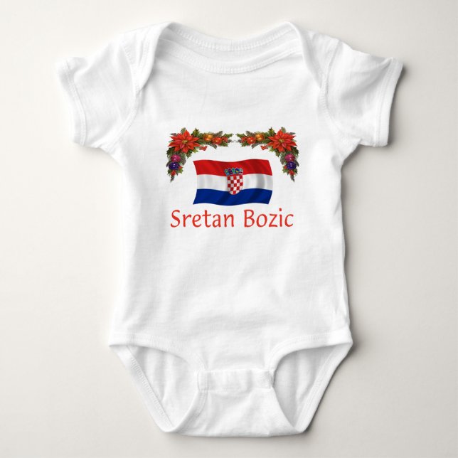 Kroate Sretan Bozic (frohe Weihnachten) Baby Strampler (Vorderseite)