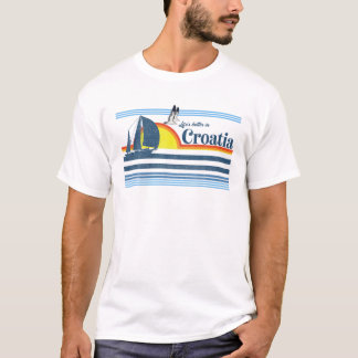 Kroatien - Beach Retro 70er 80er Segelboot Sunset T-Shirt