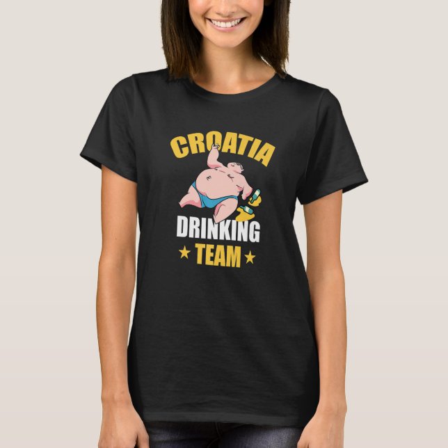 Kroatien Bier Drink Team Hrvatska Party Vacatio T-Shirt (Vorderseite)