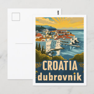 Kroatien Dubrovnik Vintage Berühmter Reiseort Postkarte