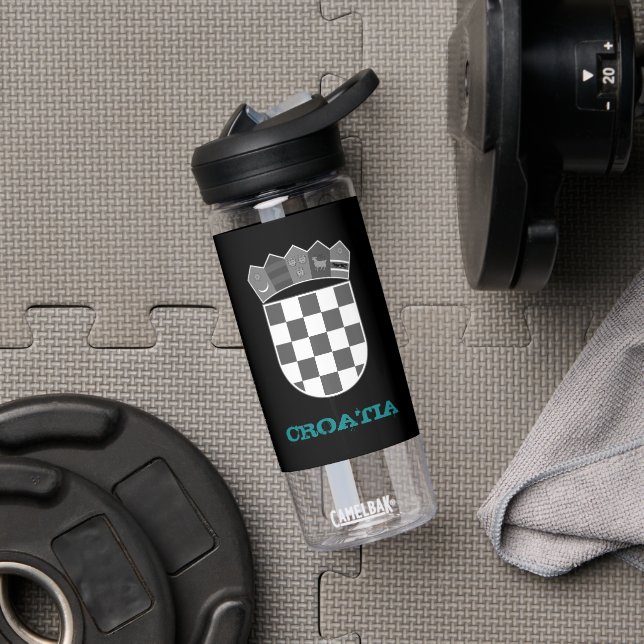 Kroatien Fitness und kroatisches Wappen / Flagge Trinkflasche (Fitnessstudio)