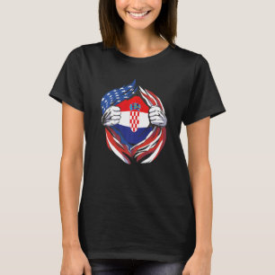 Kroatien Flagge Amerikanischer Stolz auf meinen kr T-Shirt