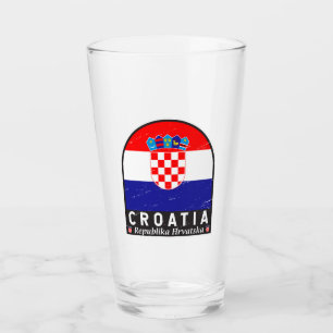 Kroatien-Flagge-Emblem abgenutzt Vintage Glas