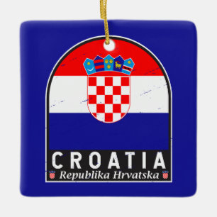 Kroatien-Flagge-Emblem abgenutzt Vintage Keramikornament