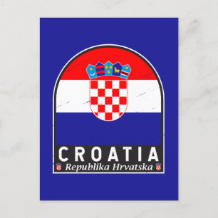 Kroatien-Flagge-Emblem abgenutzt Vintage Postkarte
