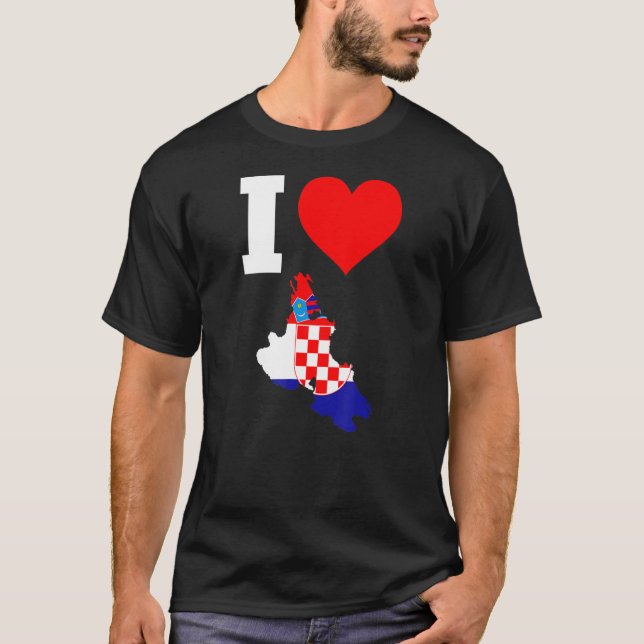 Kroatien-Flagge für Krk I Liebe Krk T-Shirt (Vorderseite)