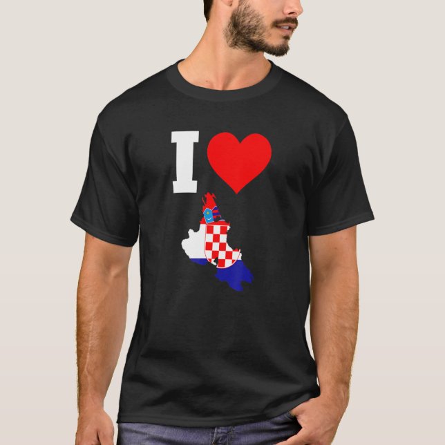 Kroatien-Flagge für Krk I Liebe Krk T-Shirt (Vorderseite)