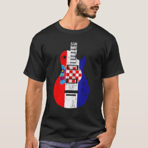Kroatien-Flagge Gitarre Vintage-Musiker T-Shirt