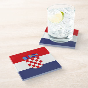 Kroatien-Flagge Glasuntersetzer