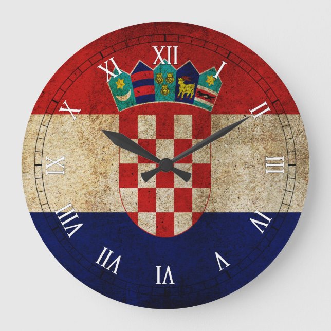 Kroatien-Flagge Große Wanduhr (Vorderseite)