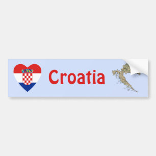 Kroatien Flagge Herz + Karte Aufkleber Autoaufkleber