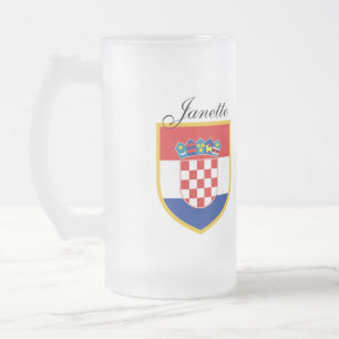 Kroatien-Flagge personalisiert Mattglas Bierglas