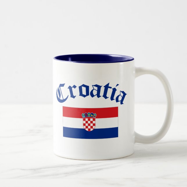 Kroatien-Flagge Zweifarbige Tasse (Rechts)