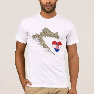 Kroatien-Flaggen-Herz und Karten-T - Shirt