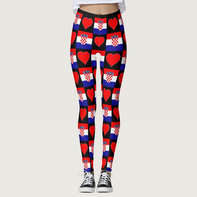 Kroatien Flaggen Herzmuster Niedliche pattern Patr Leggings (Vorderseite)