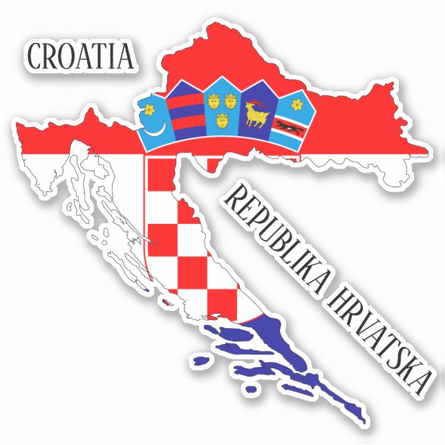 Kroatien Flaggenplan-Kontur Aufkleber (Vorderseite)