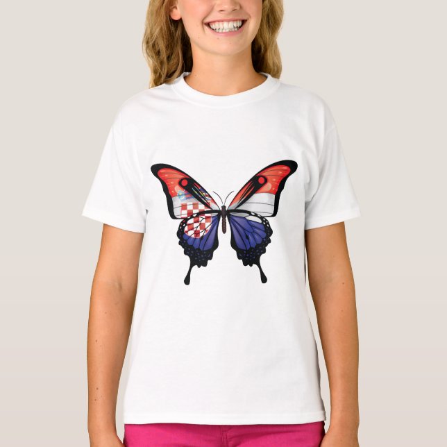 Kroatien Frack Butterfly Flag-Aufkleber T-Shirt (Vorderseite)