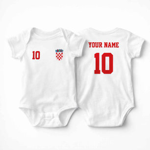 Kroatien Fußball Custom Name & Nummer Baby Strampler