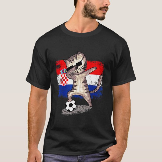 Kroatien Fußballmannschaft Fußball Dabbing Katze K T-Shirt (Vorderseite)