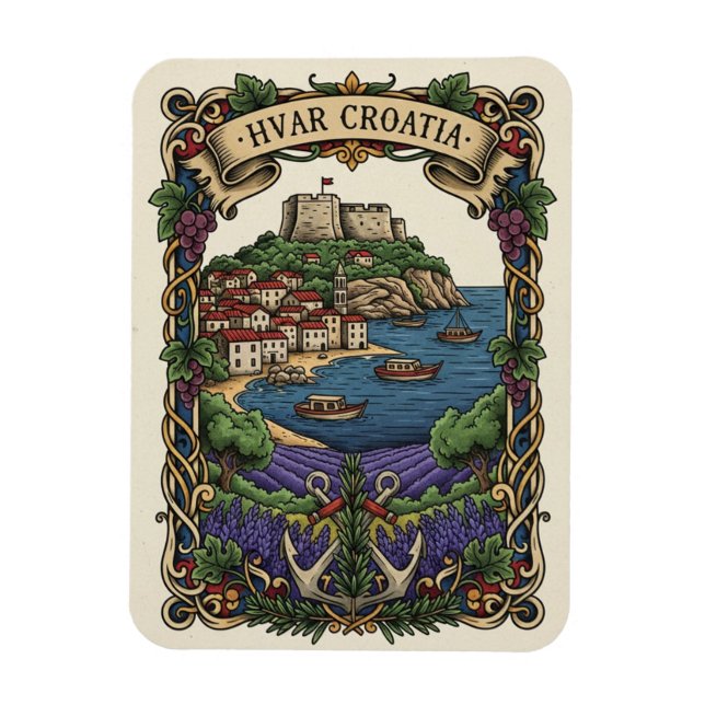 Kroatien Hvar Lavendel Felder Magnet (Vertikal)
