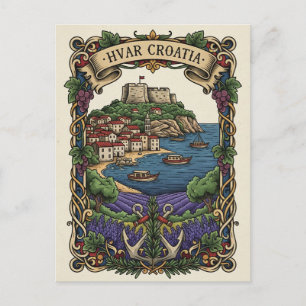 Kroatien Hvar Lavendel Felder Postkarte