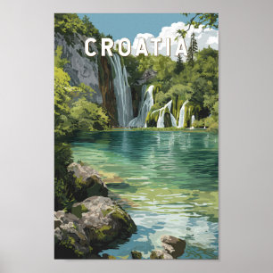 Kroatien Illustration Reise Kunst Vintage Poster