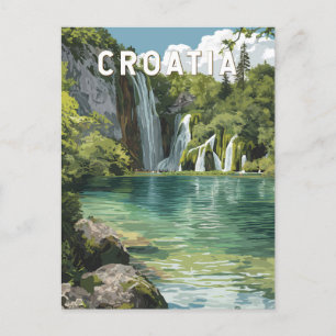 Kroatien Illustration Reise Kunst Vintage Postkarte